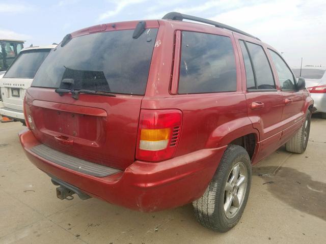 1J4GW58N42C175809 - 2002 JEEP GRAND CHER RED photo 4