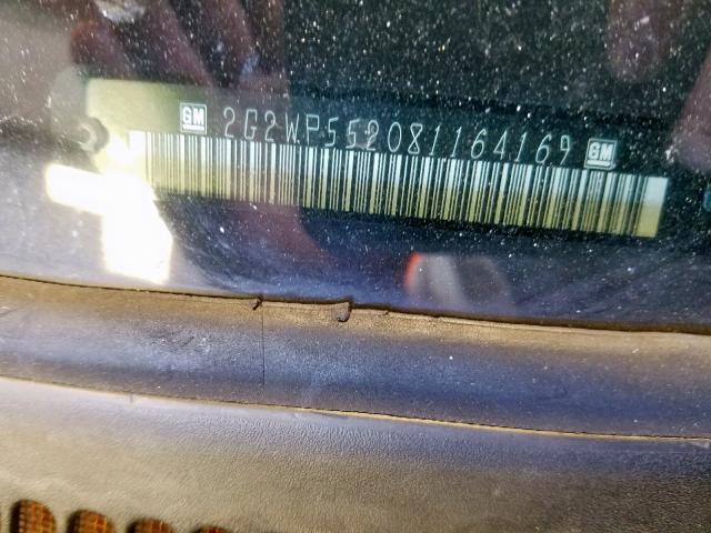 2G2WP552081164169 - 2008 PONTIAC GRAND PRIX BLACK photo 10