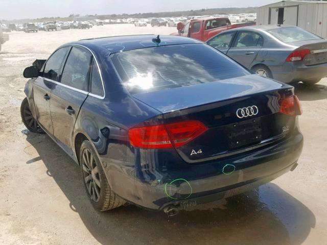 WAULK78K99N041133 - 2009 AUDI A4 3.2 QUA BLUE photo 3