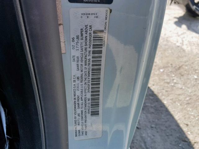 3VWSF31Y36M317836 - 2006 VOLKSWAGEN NEW BEETLE Blau Foto 10