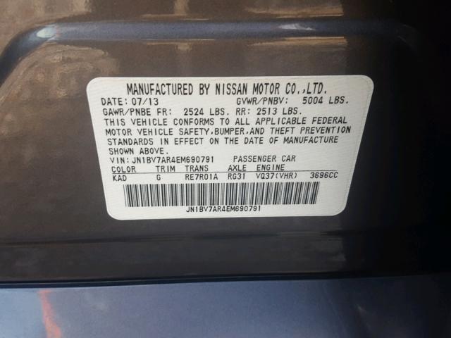 JN1BV7AR4EM690791 - 2014 INFINITI Q50 BASE GRAY photo 10