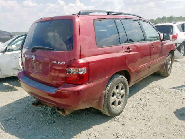 JTEEP21A160163023 - 2006 TOYOTA HIGHLANDER BURGUNDY photo 4