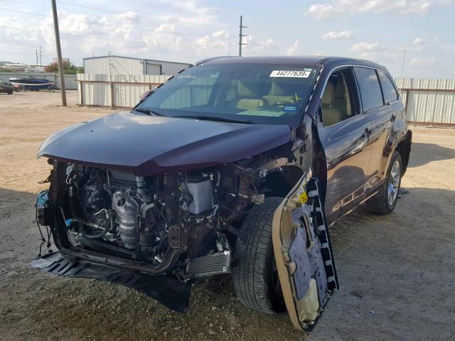 5TDYZRFH8JS242351 - 2018 TOYOTA HIGHLANDER MAROON photo 2