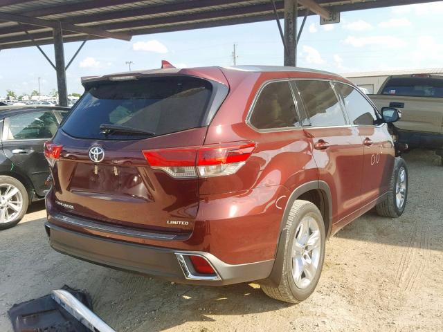 5TDYZRFH8JS242351 - 2018 TOYOTA HIGHLANDER MAROON photo 4