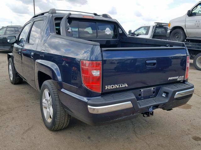 2HJYK16539H500969 - 2009 HONDA RIDGELINE BLUE photo 3