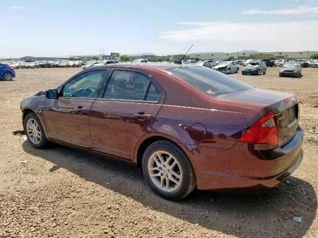 3FAHP0GA0CR176828 - 2012 FORD FUSION S MAROON photo 3