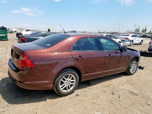 3FAHP0GA0CR176828 - 2012 FORD FUSION S MAROON photo 4