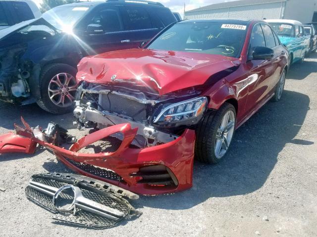 55SWF6EB8KU283921 - 2019 MERCEDES-BENZ C 43 AMG RED photo 2