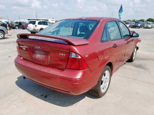 1FAFP34N55W136986 - 2005 FORD FOCUS ZX4 BURGUNDY photo 4