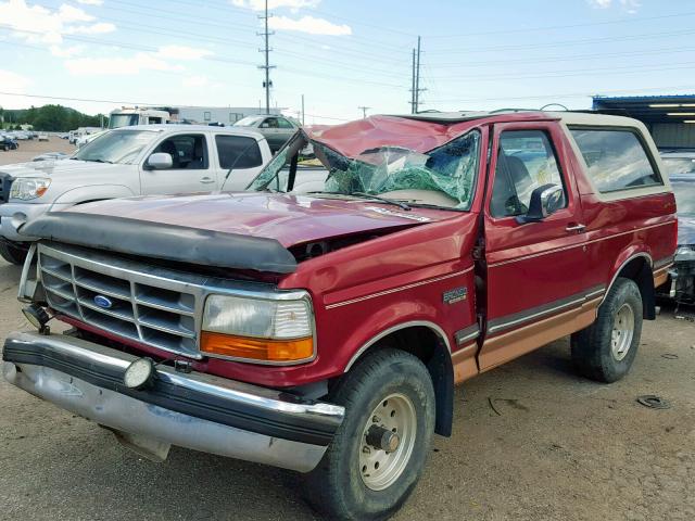 1FMEU15HXRLA74192 - 1994 FORD BRONCO U10 MAROON photo 2