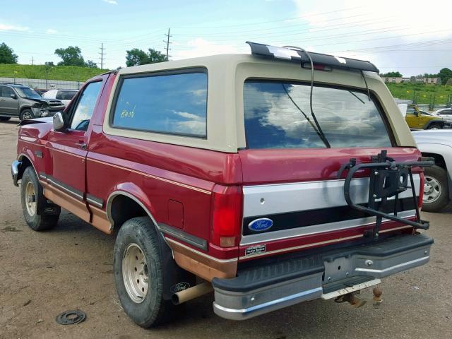 1FMEU15HXRLA74192 - 1994 FORD BRONCO U10 MAROON photo 3