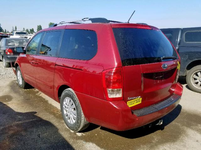 KNDMG4C75C6446594 - 2012 KIA SEDONA LX RED photo 3