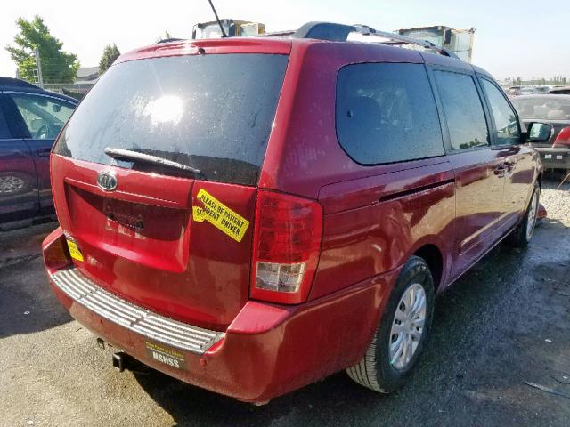 KNDMG4C75C6446594 - 2012 KIA SEDONA LX RED photo 4