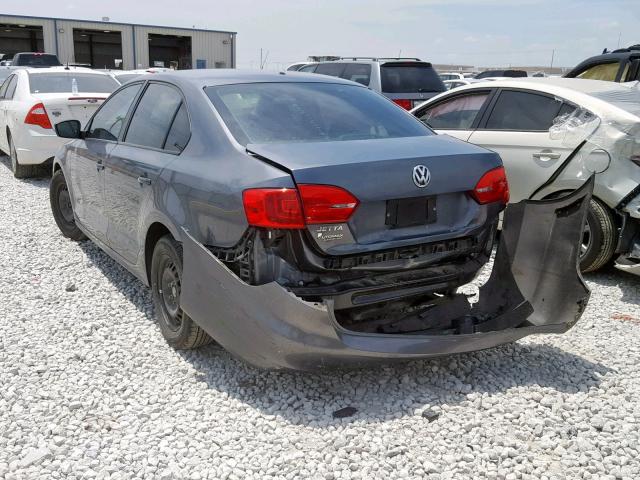 3VW2K7AJ4BM068575 - 2011 VOLKSWAGEN JETTA BASE GRAY photo 3