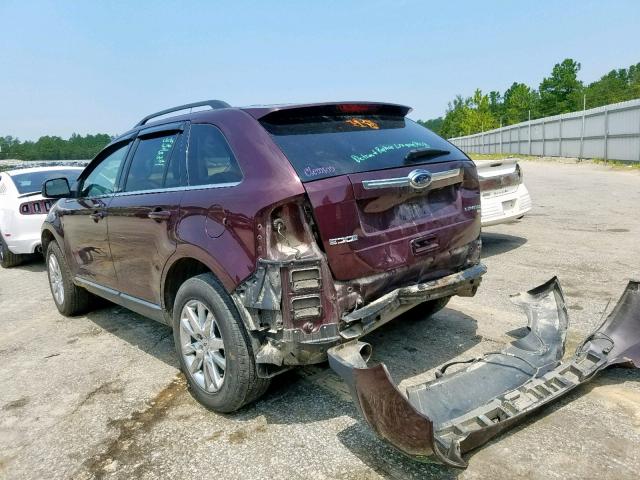 2FMDK4KC9BBA82656 - 2011 FORD EDGE LIMIT BURGUNDY photo 3