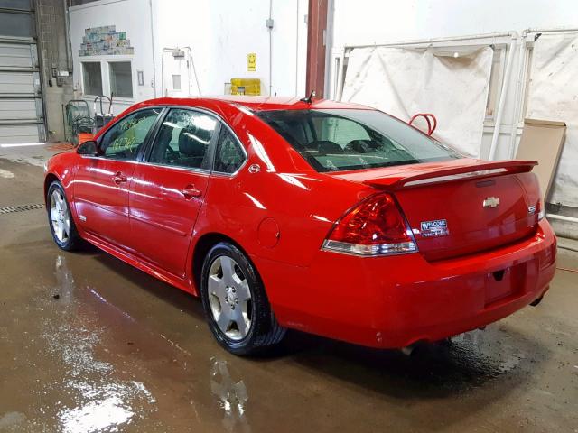 2G1WD57C391208248 - 2009 CHEVROLET IMPALA SS RED photo 3