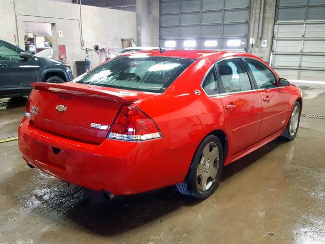 2G1WD57C391208248 - 2009 CHEVROLET IMPALA SS RED photo 4