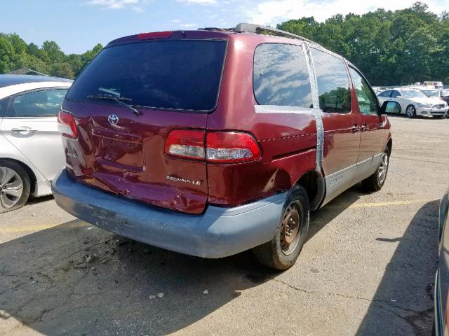 4T3ZF13C22U502864 - 2002 TOYOTA SIENNA LE RED photo 4