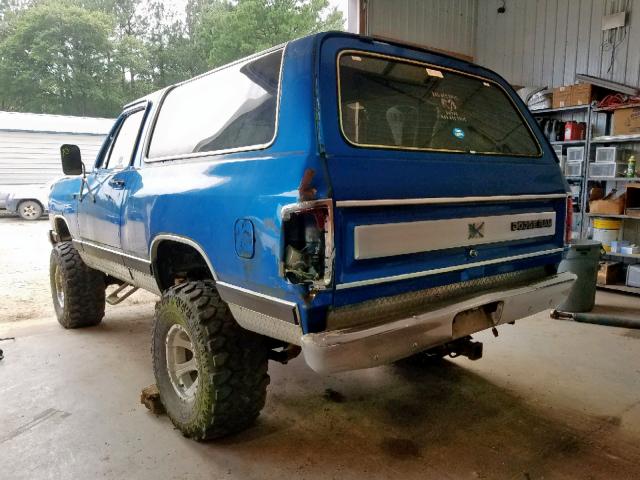 1B4GW12T9FS597055 - 1985 DODGE RAMCHARGER BLUE photo 3