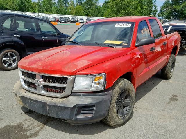 1D7HW38K38S605788 - 2008 DODGE DAKOTA SXT RED photo 2