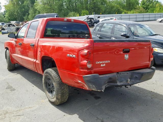 1D7HW38K38S605788 - 2008 DODGE DAKOTA SXT RED photo 3