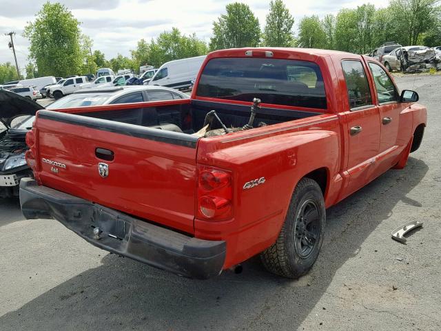 1D7HW38K38S605788 - 2008 DODGE DAKOTA SXT RED photo 4