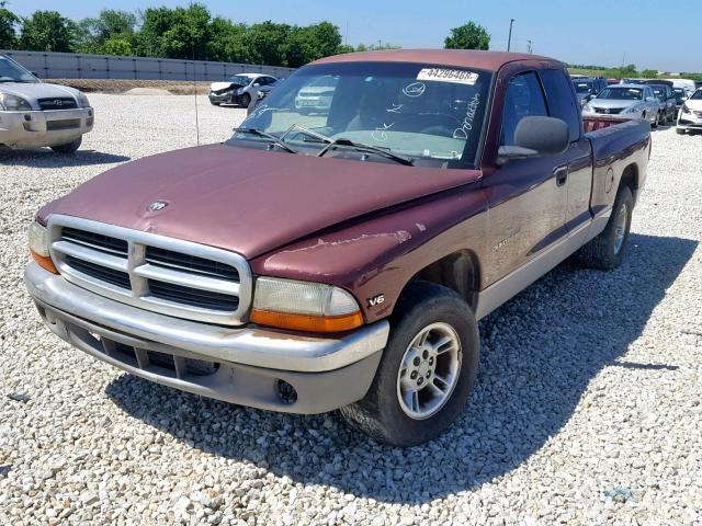 1B7GL22X6YS550573 - 2000 DODGE DAKOTA MAROON photo 2