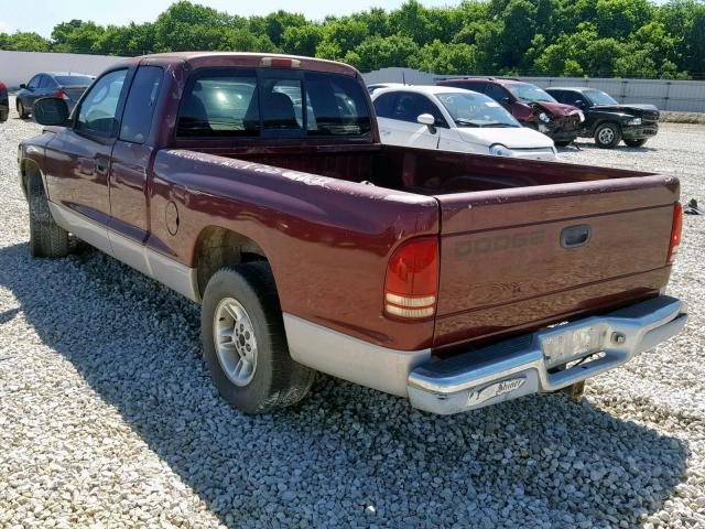 1B7GL22X6YS550573 - 2000 DODGE DAKOTA MAROON photo 3