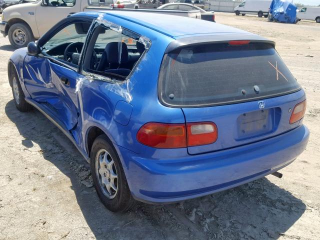 2HGEH2379PH539680 - 1993 HONDA CIVIC VX BLUE photo 3