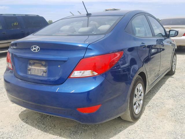 KMHCT4AE9GU031249 - 2016 HYUNDAI ACCENT SE BLUE photo 4