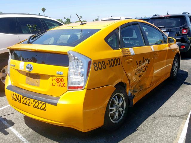 JTDKN3DU1A1283576 - 2010 TOYOTA PRIUS YELLOW photo 4