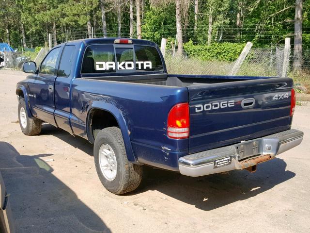 1B7GG22N8YS795958 - 2000 DODGE DAKOTA BLUE photo 3