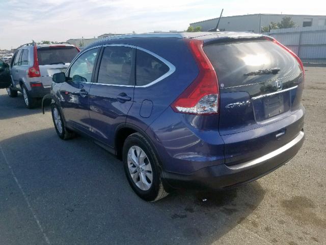 5J6RM3H78CL045635 - 2012 HONDA CR-V EXL BLUE photo 3