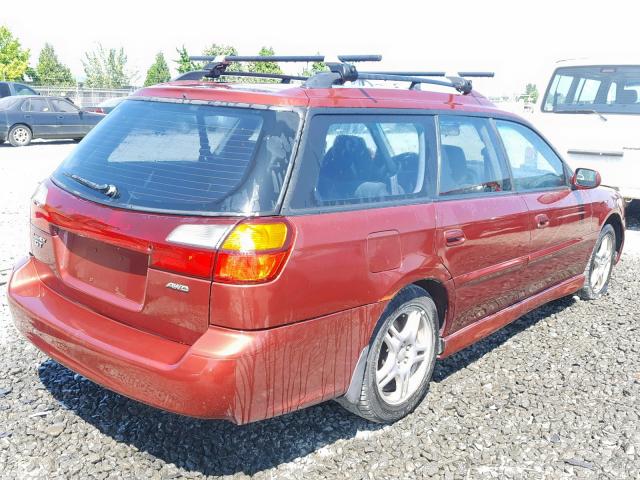 4S3BH645327300894 - 2002 SUBARU LEGACY GT RED photo 4