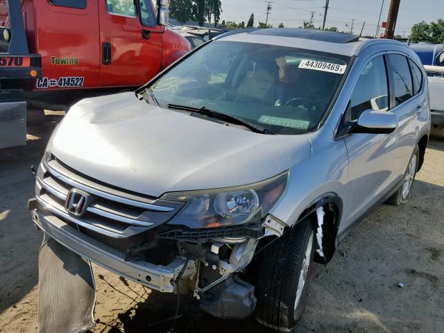 2HKRM4H7XCH618566 - 2012 HONDA CR-V EXL SILVER photo 2