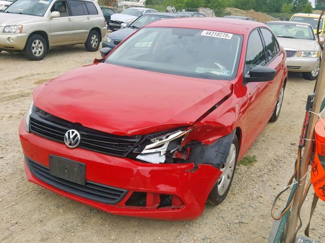 3VW2K7AJ2CM391802 - 2012 VOLKSWAGEN JETTA BASE RED photo 2