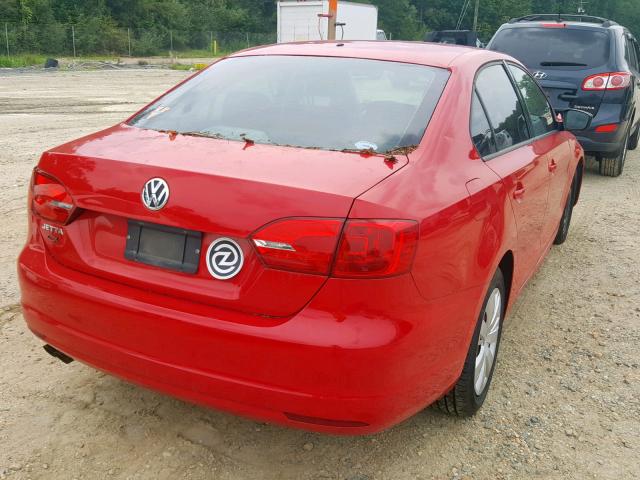 3VW2K7AJ2CM391802 - 2012 VOLKSWAGEN JETTA BASE RED photo 4