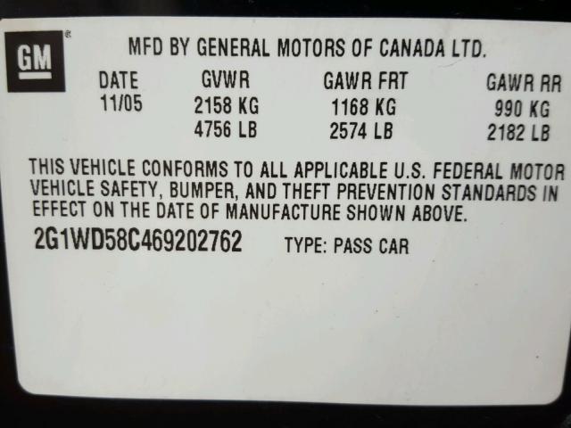 2G1WD58C469202762 - 2006 CHEVROLET IMPALA SUP შავი ფოტო 10