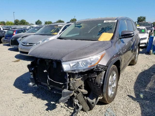 5TDDKRFH9ES056424 - 2014 TOYOTA HIGHLANDER GRAY photo 2