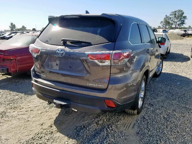 5TDDKRFH9ES056424 - 2014 TOYOTA HIGHLANDER GRAY photo 4