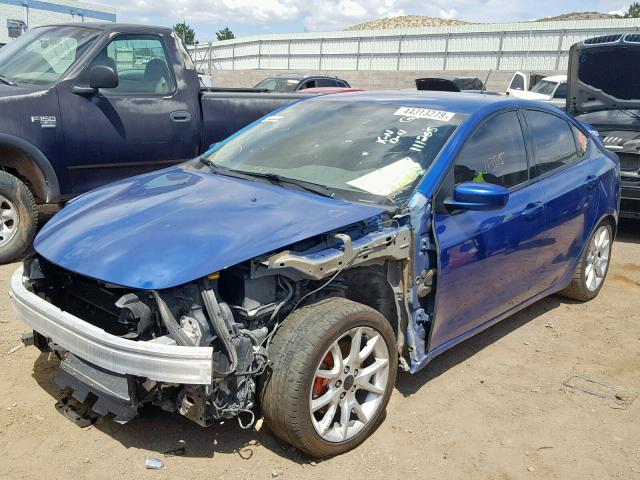 1C3CDFBA1DD111265 - 2013 DODGE DART SXT BLUE photo 2