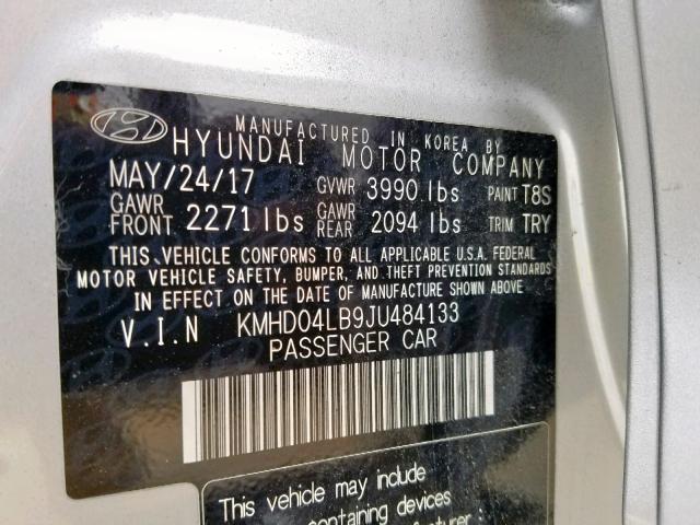 KMHD04LB9JU484133 - 2018 HYUNDAI ELANTRA SP SILVER photo 10