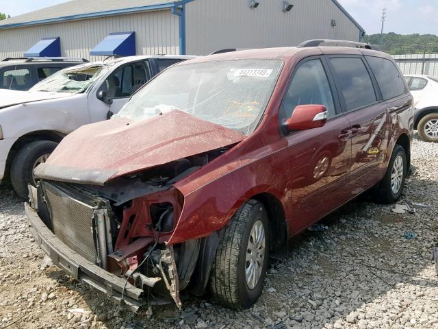 KNDMG4C71E6542614 - 2014 KIA SEDONA LX RED photo 2