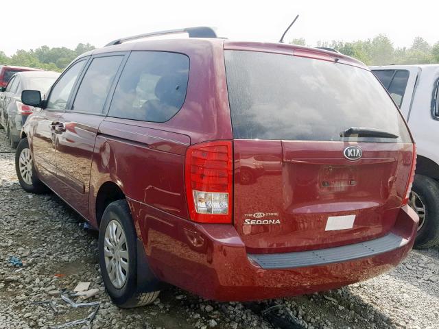 KNDMG4C71E6542614 - 2014 KIA SEDONA LX RED photo 3