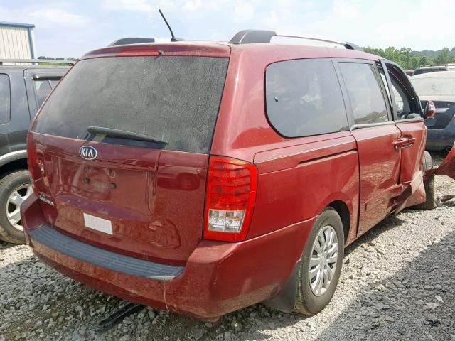 KNDMG4C71E6542614 - 2014 KIA SEDONA LX RED photo 4