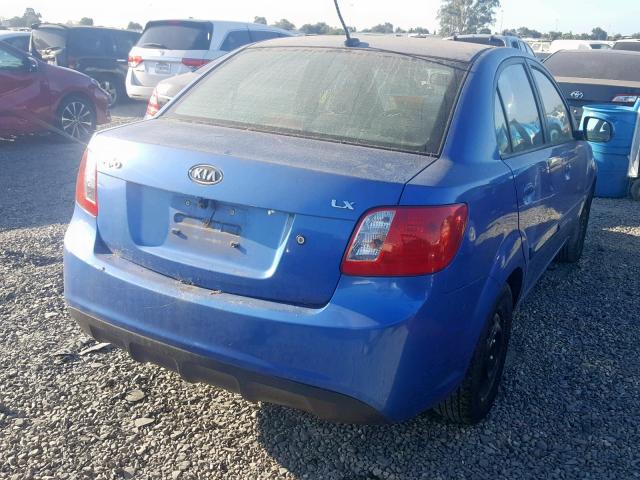 KNADH4A3XA6645082 - 2010 KIA RIO LX BLUE photo 4