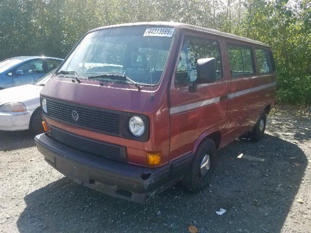 WV2YB0252KH051835 - 1989 VOLKSWAGEN VANAGON BU RED photo 2