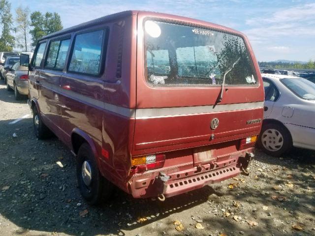 WV2YB0252KH051835 - 1989 VOLKSWAGEN VANAGON BU RED photo 3