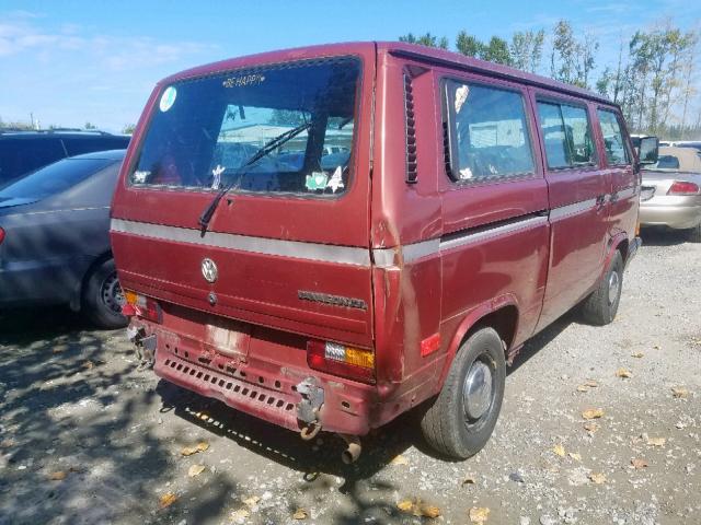 WV2YB0252KH051835 - 1989 VOLKSWAGEN VANAGON BU RED photo 4