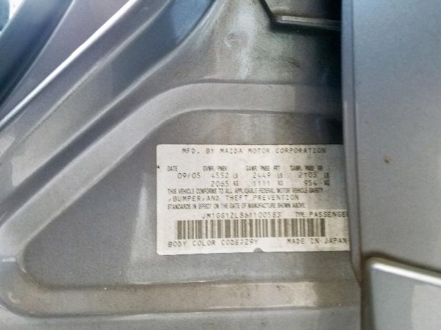 JM1GG12L861100583 - 2006 MAZDA SPEED 6 GRAY photo 10